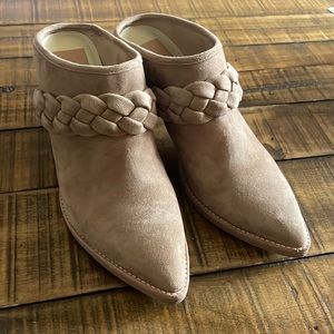 Tan boots with heels- worn once. Size 8